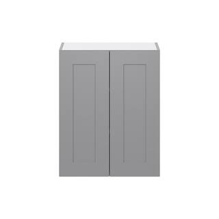 J COLLECTION Bristol Painted Slate Gray Shaker Assembled Wall Kitchen Cabinet (24 in. W x 30 in. H x 14 in. D) DSW2430-2-BR