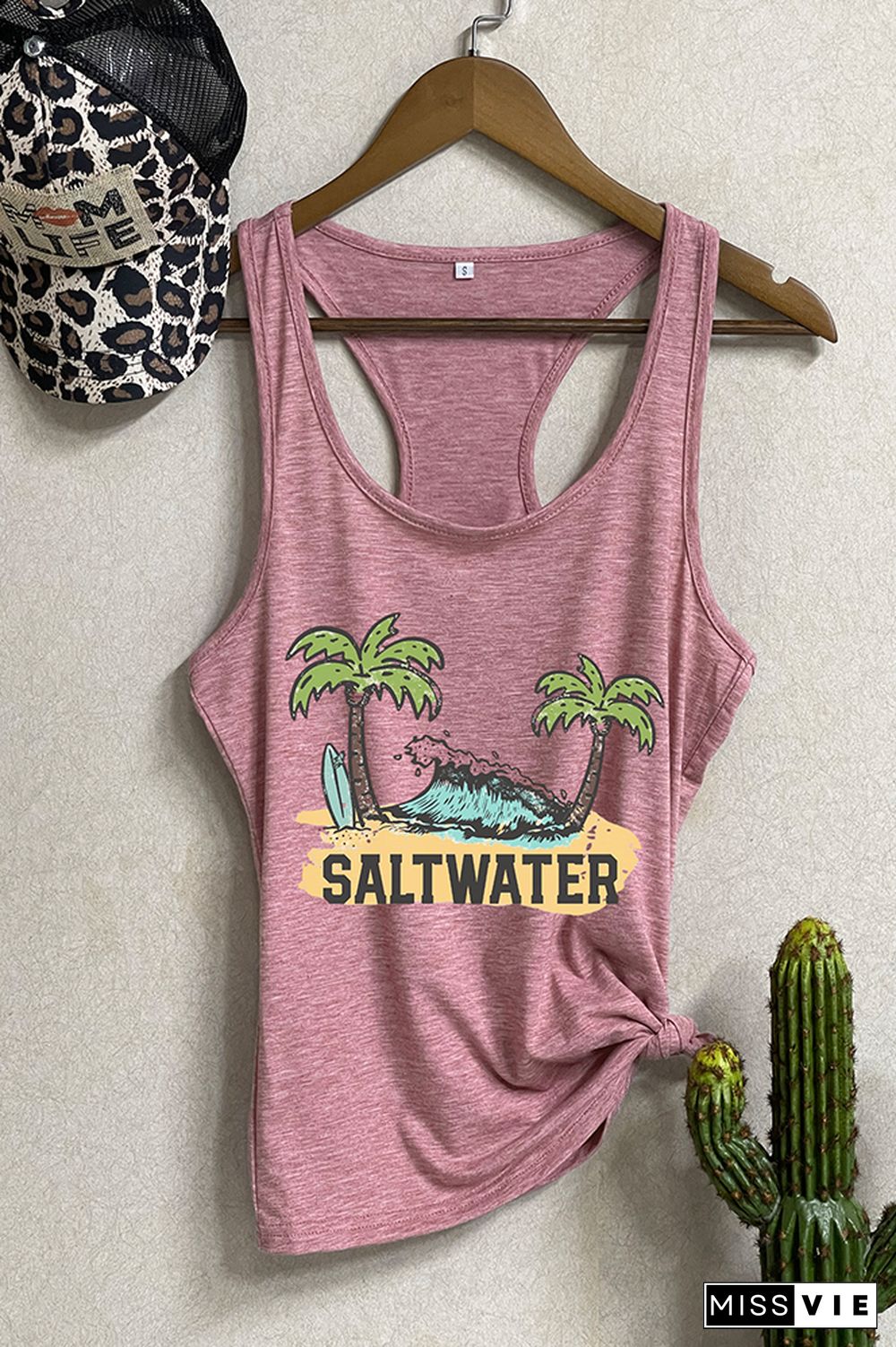 Salt Water Heals Everything Print Sleeveless Tank Top Wholesale