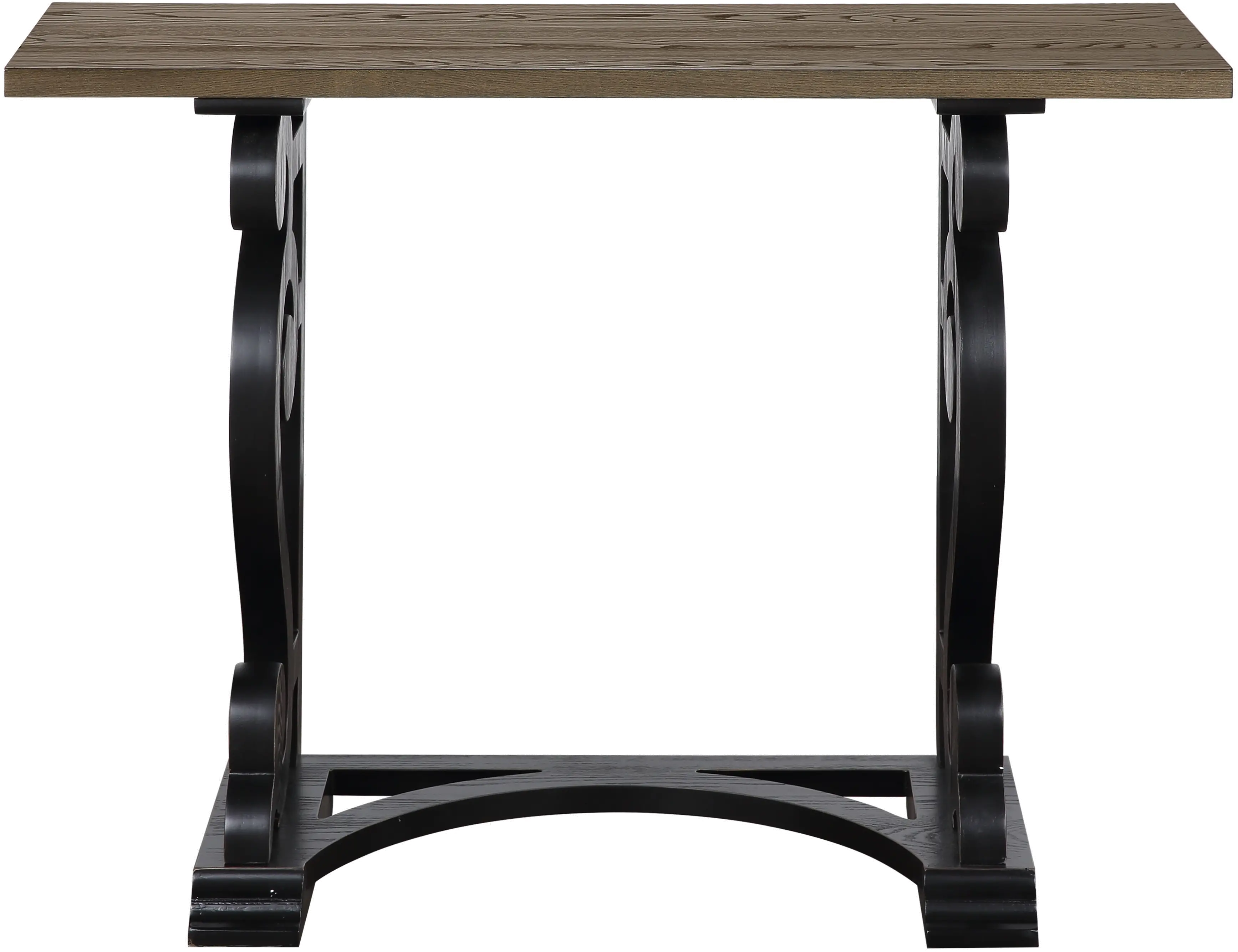 Traditional Brown and Black Accent Console with Scroll Legs