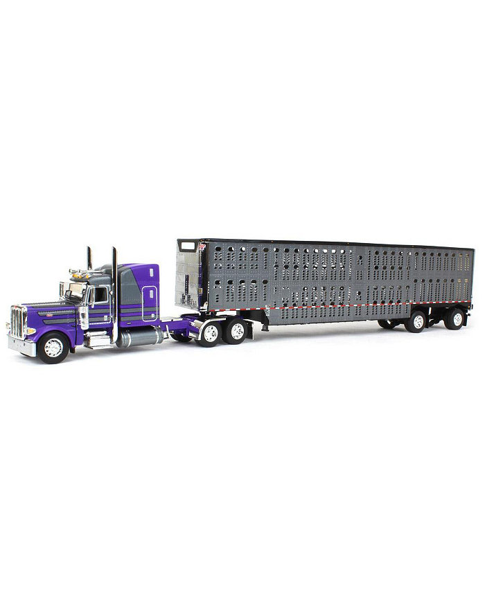 First Gear DCP 1 64 Peterbilt Model with 63 Mid-Roof Sleeper and Wilson Silver star Livestock Trailer