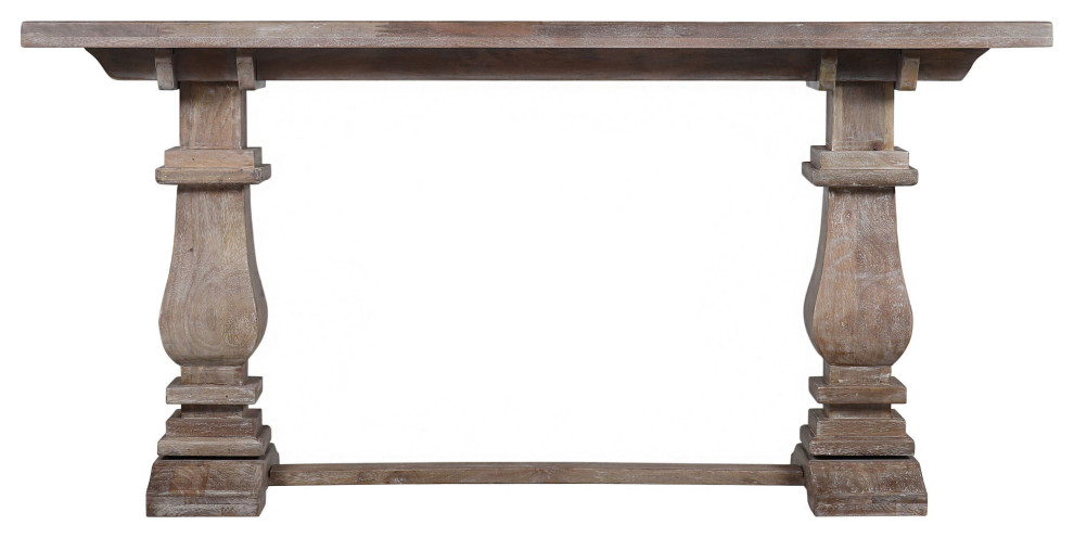 Charleston 63 quotDouble Pedestal Mango Wood Console Table   Traditional   Console Tables   by Bill Grace  Houzz