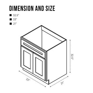 Vanity Art 33 in. W x 21 in. D x 32.5 in. H 2-Doors Bath Vanity Cabinet Only in White VA4033-W