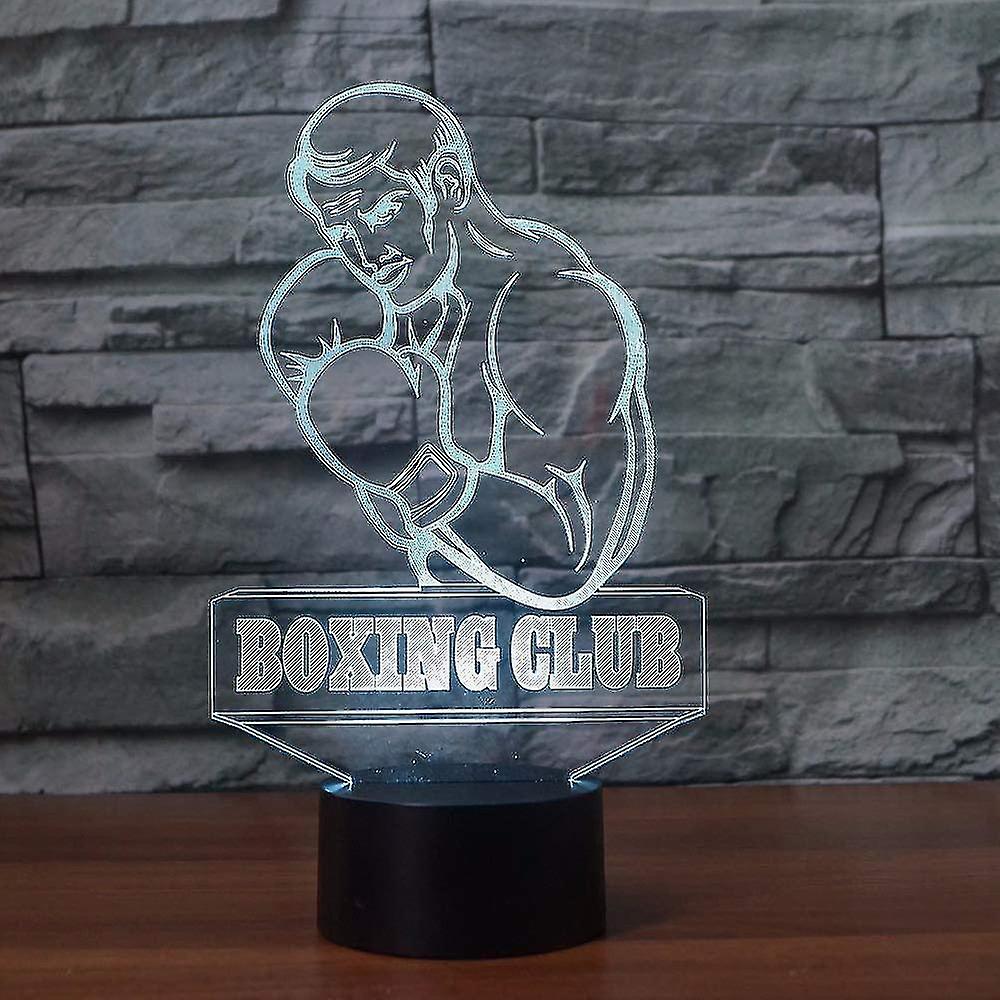 3d Visual Boxing Man Led Night Light Touch Table Desk Optical Illusion Lamps 7 Color Changing Lights