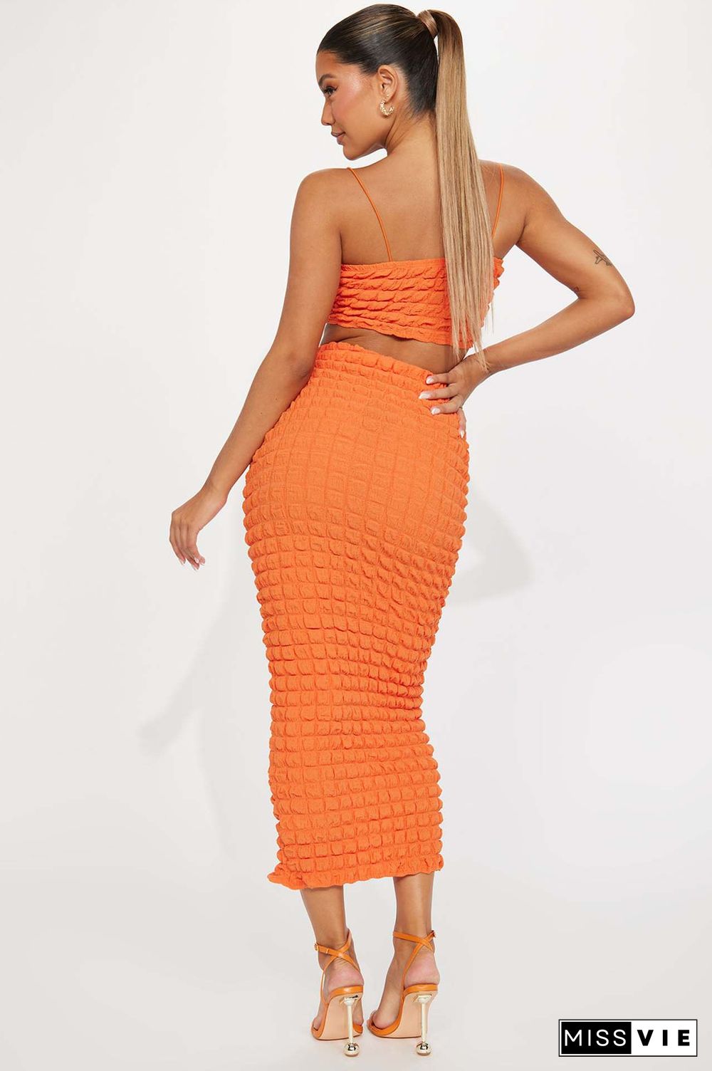 Spaghetti Strap Crop Tops Maxi Skirt Two Piece Set