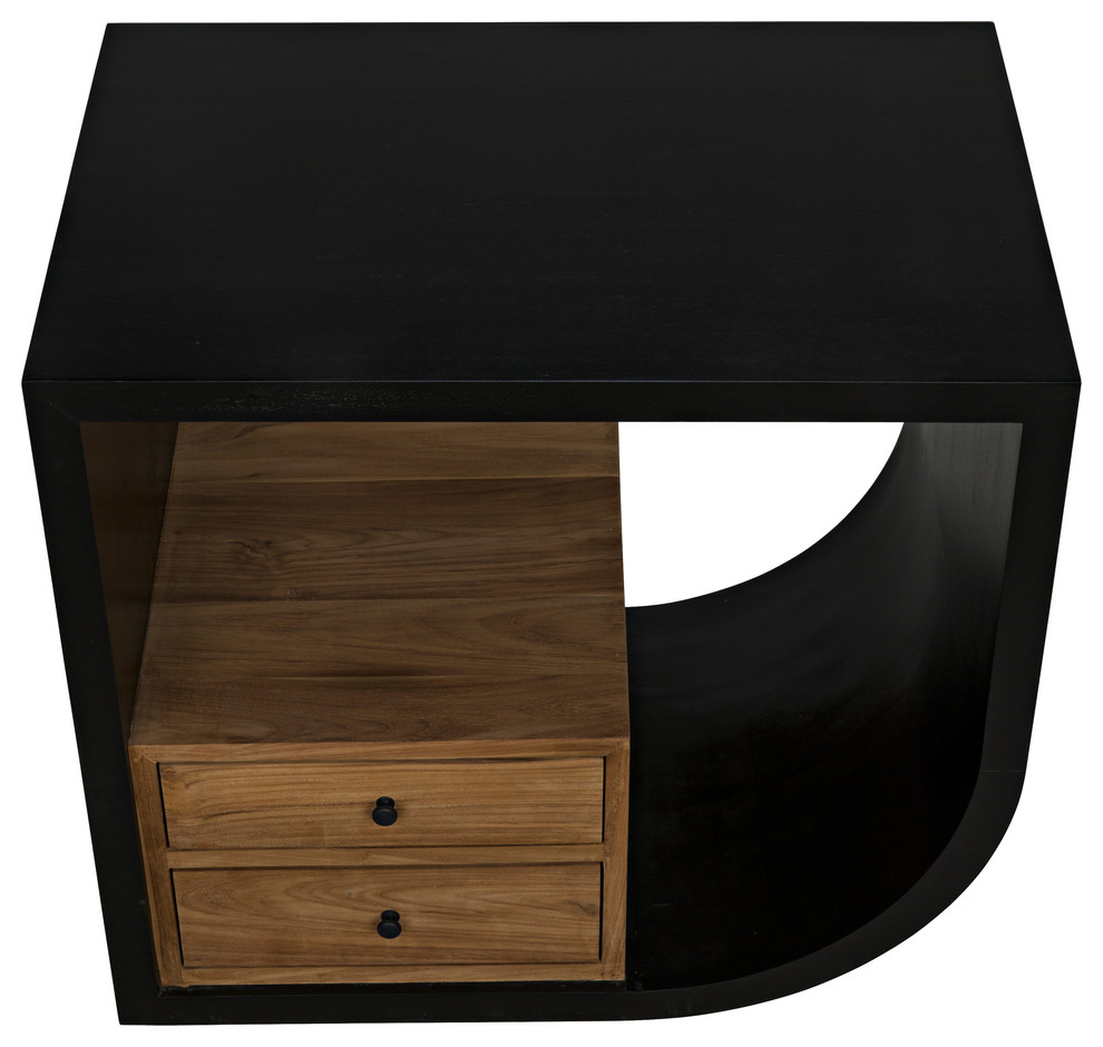 Burton Side Table  Right  Hand Rubbed Black and Teak   Industrial   Side Tables And End Tables   by HedgeApple  Houzz