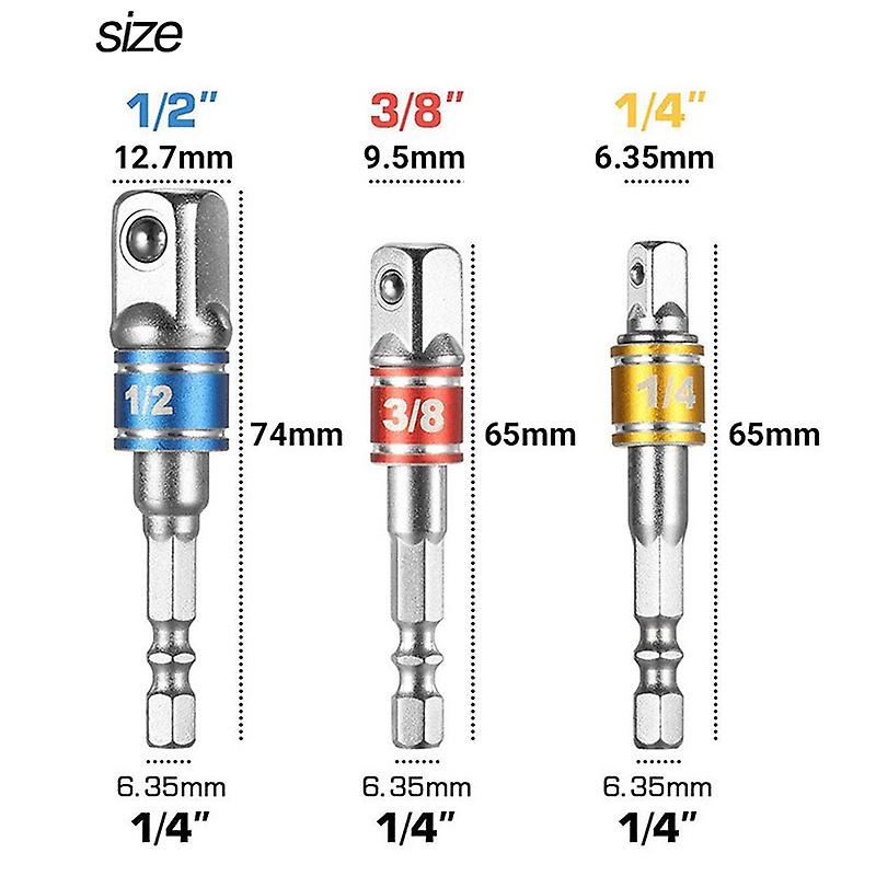 3pcs Screwdriver Hex Shank Quick Release Screw Driver Bit Holder Extension Bar Socket Bit Adapter Electric Drill Accessories