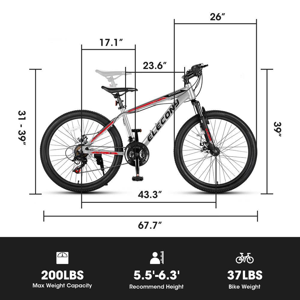 Cesicia 26 in. Steel Mountain Bike with 21-Speed in Gray jinxBike9