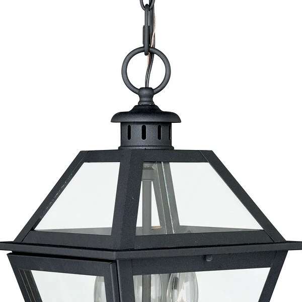 Nottingham 3 Light Black Outdoor Lantern Pendant Clear Glass - 9-in W x 16-in H x 9-in D