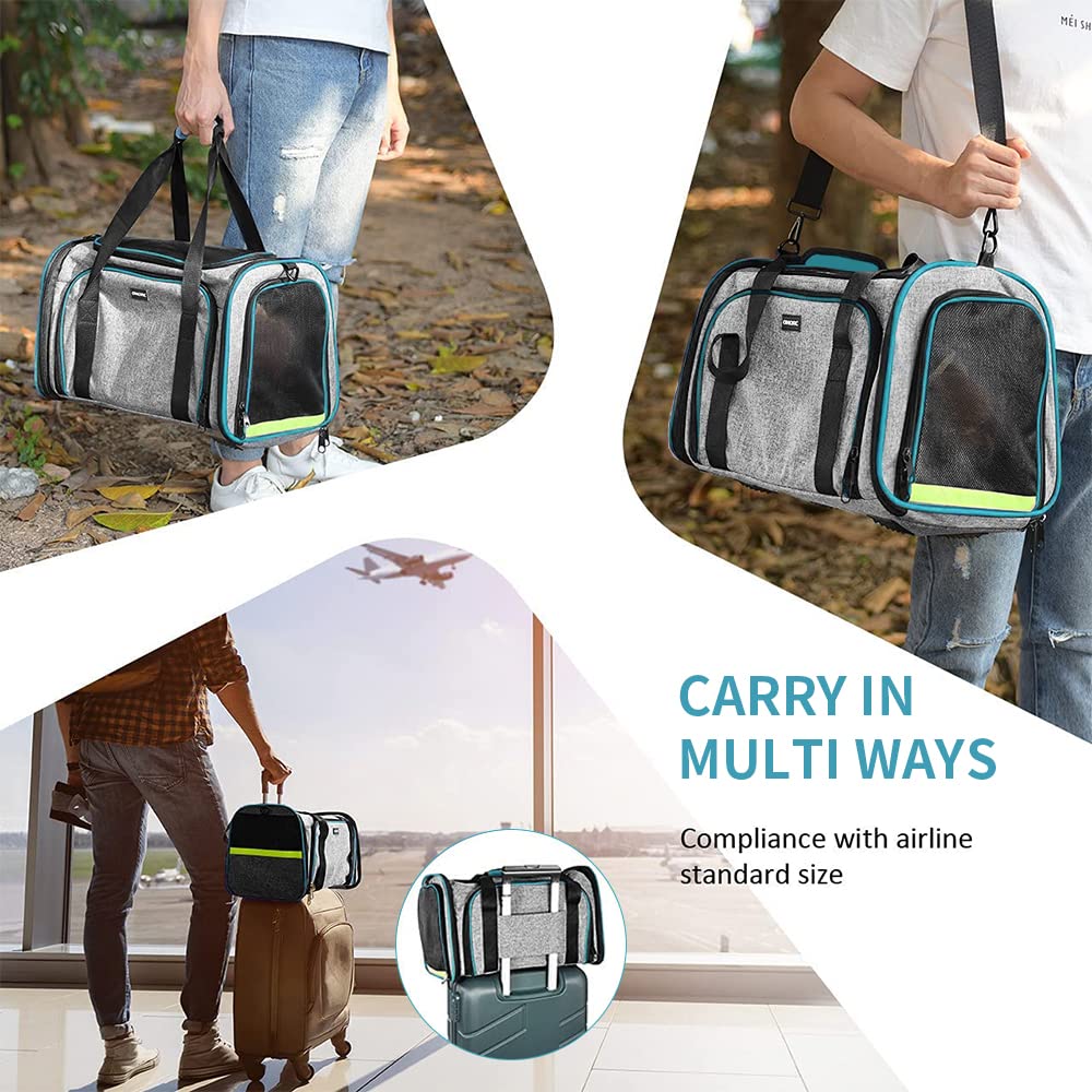 Pet Carrier Airline Approved W/Ventilation， Expandable Foldable Soft-Sided Pet Carrier， Pet Travel Bag for Cats Dogs