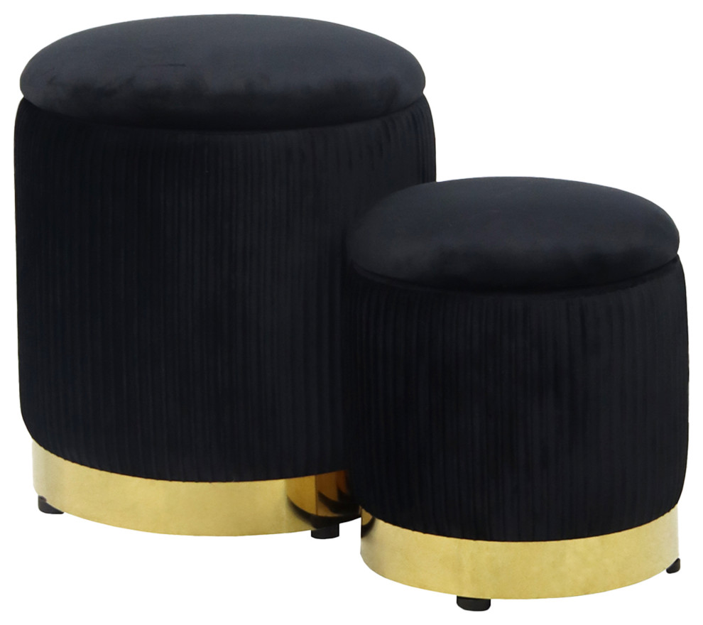 Zoe Storage Velvet Ottoman Set   Contemporary   Footstools And Ottomans   by Impressions Vanity Company  Houzz