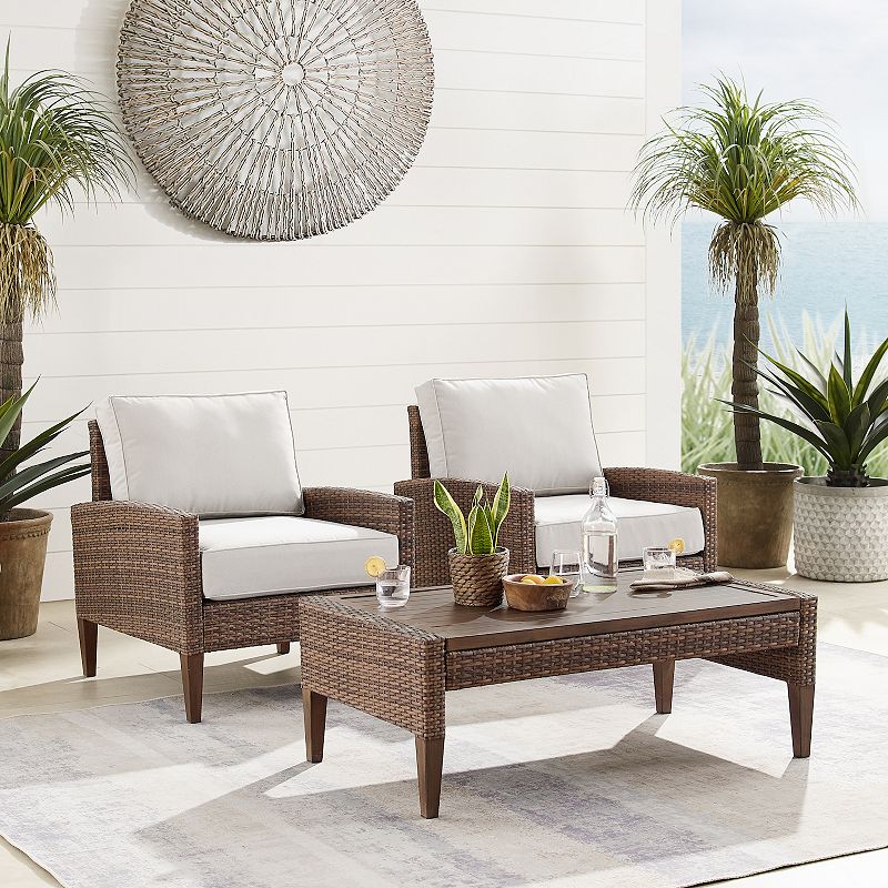 Crosley Capella Outdoor Wicker Chair and Table 3-piece Set