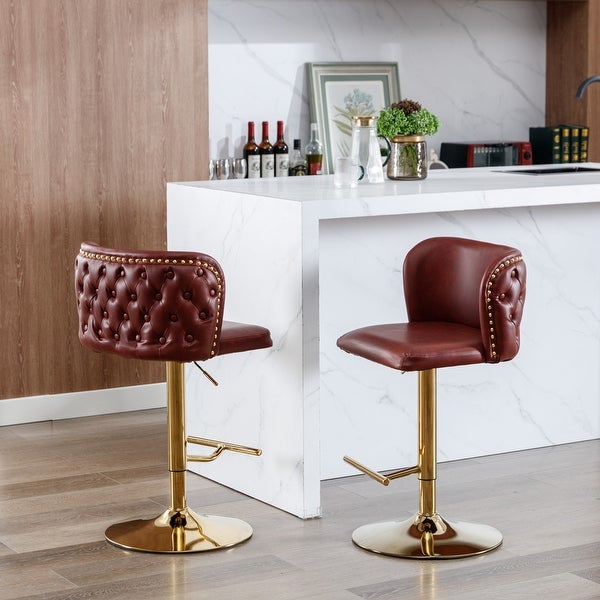 Set of 2 PU Leather Swivel Barstools with Adjusatble Seat Height