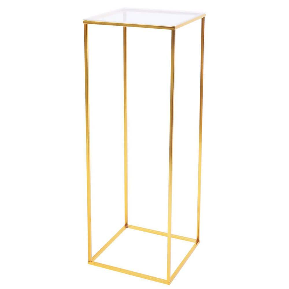 YIYIBYUS 31 in. Tall Indoor/Outdoor Gold Metal Column Flower Plant Stand (1-Tiered) HG-ZJ-9241