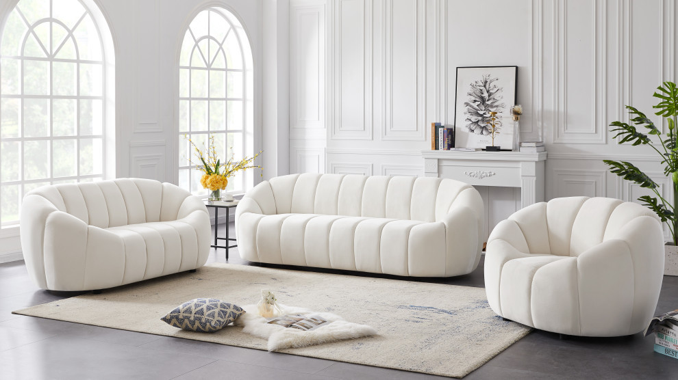 Elijah Velvet Upholstered Set   Contemporary   Loveseats   by Meridian Furniture  Houzz