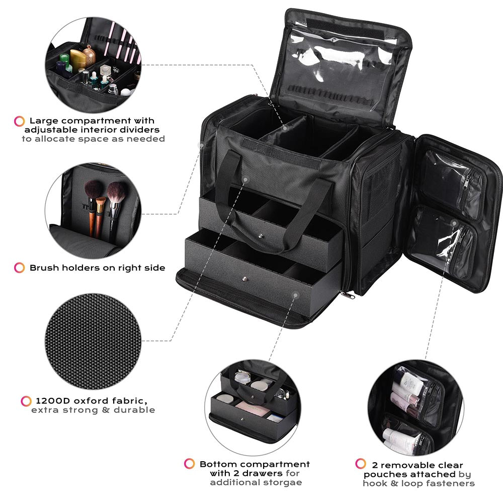 Byootique Makeup Case with Drawers Cosmetic Storage Bag 17