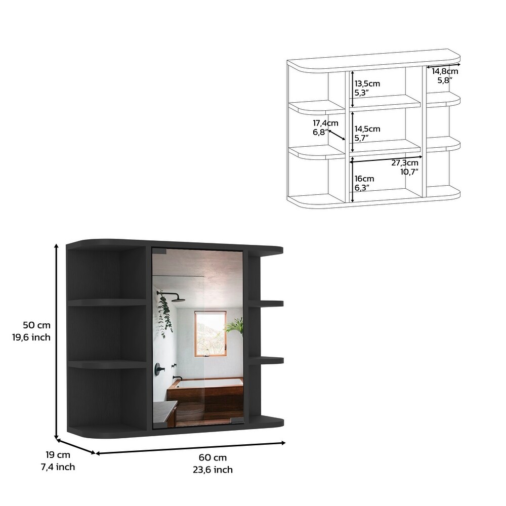 Medicine Cabinet  Six External Shelves Mirror