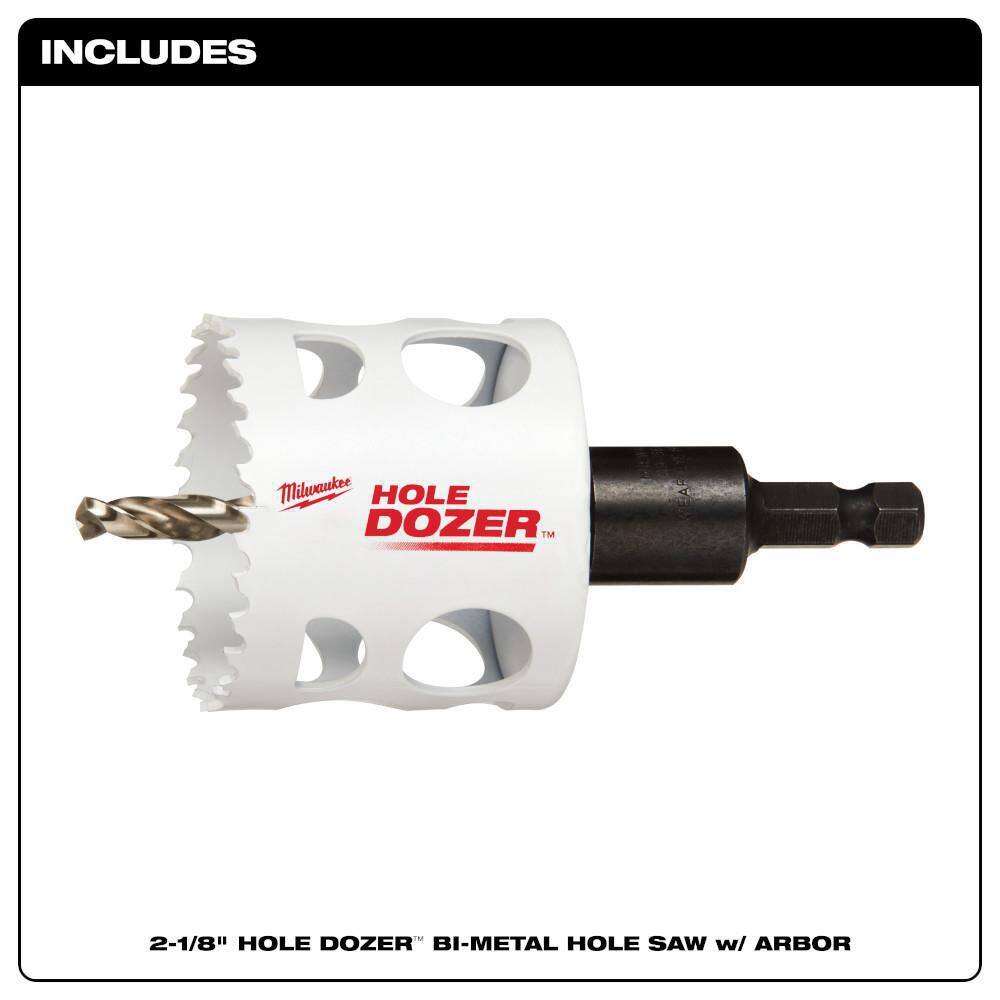 MW 2-18 in. Hole Dozer Bi-Metal Hole Saw with 38 in. Arbor  Pilot Bit 49-56-9668