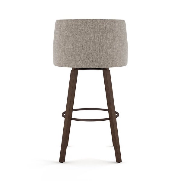 Ramon 26 In. Swivel Counter Stool - Beige and Brown Woven Polyester / Brown Wood