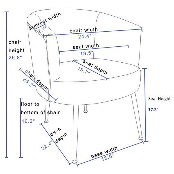 Fabric Armchair Accent Tub Barrel Chair with Gold Metal Legs