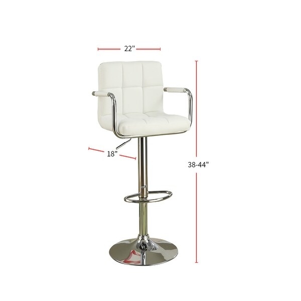 Faux Leather Bar Stools With Armrests， Chrome(Set of 2)