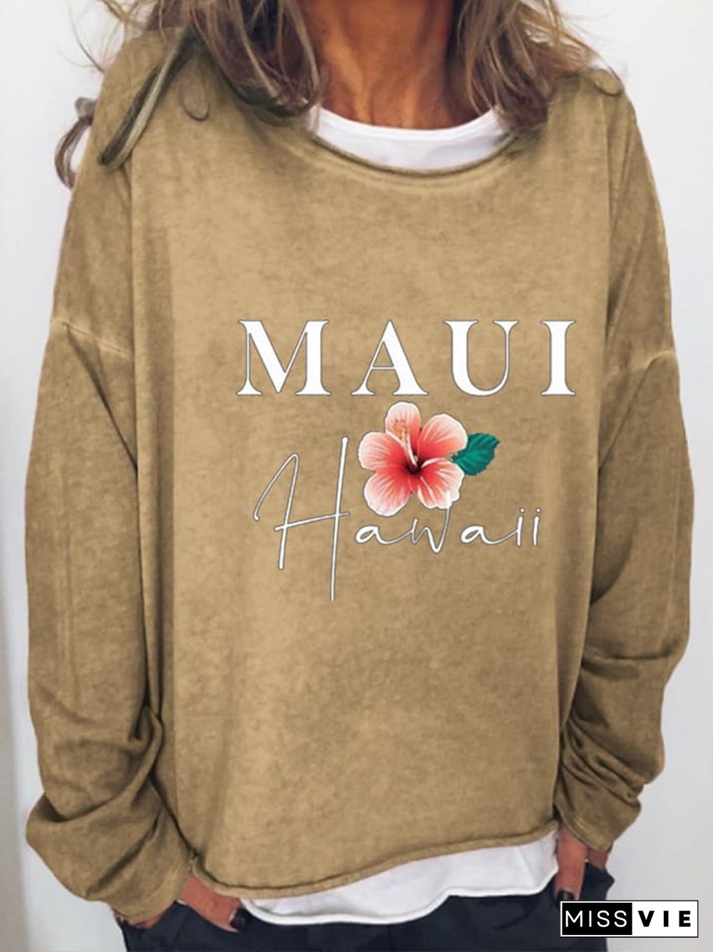 Maui Strong Print Casual Sweatshirt