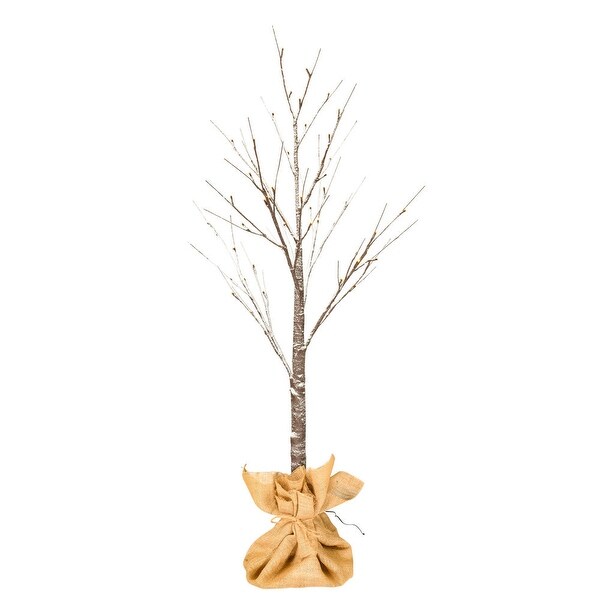 Vickerman 4' Brown Frosted Twig Tree，Warm White 3mm Wide Angle LED lights