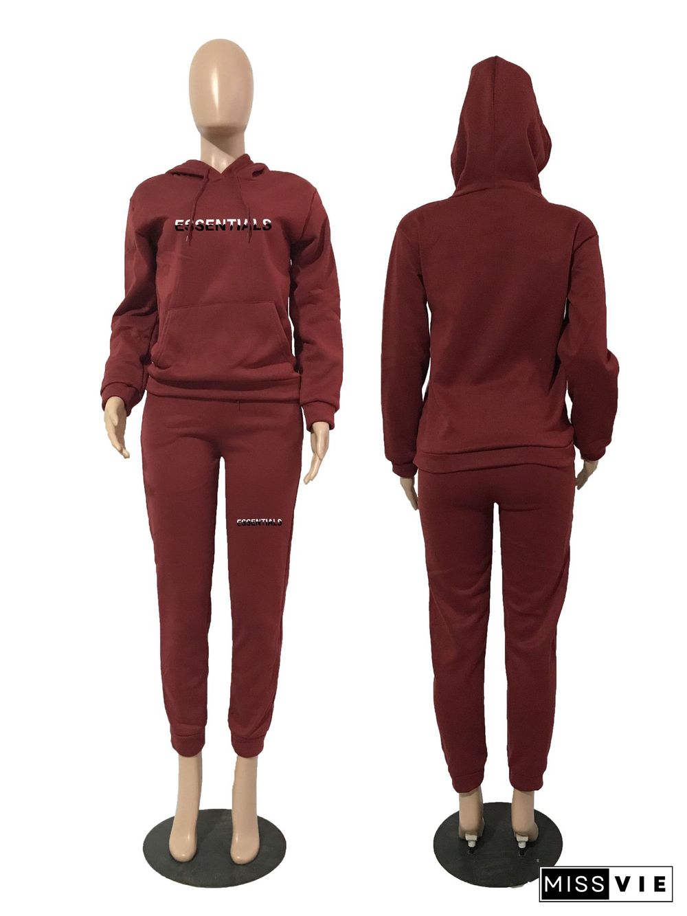 Winter Pullover Sweatshirt Casual Pants Two Piece Sets