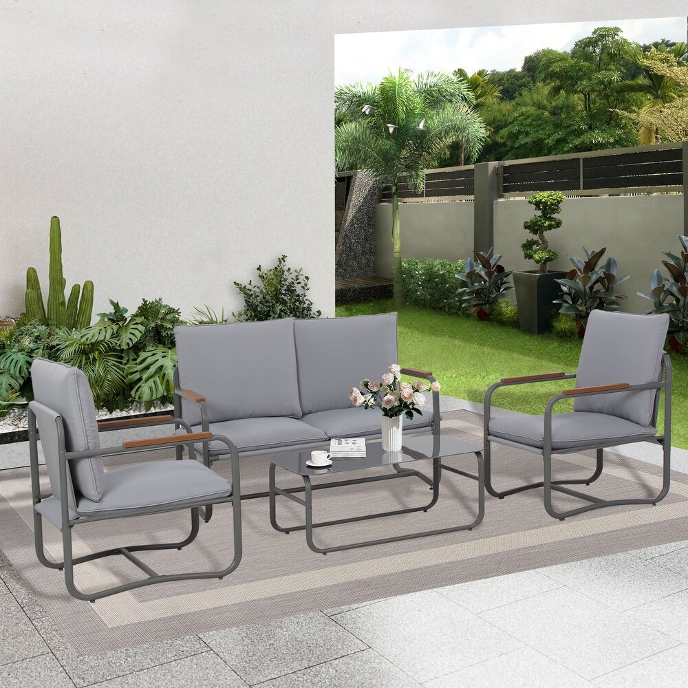 Royalcraft Outdoor 4 Pcs Metal Conversation Set with Cushions   4 Piece Set