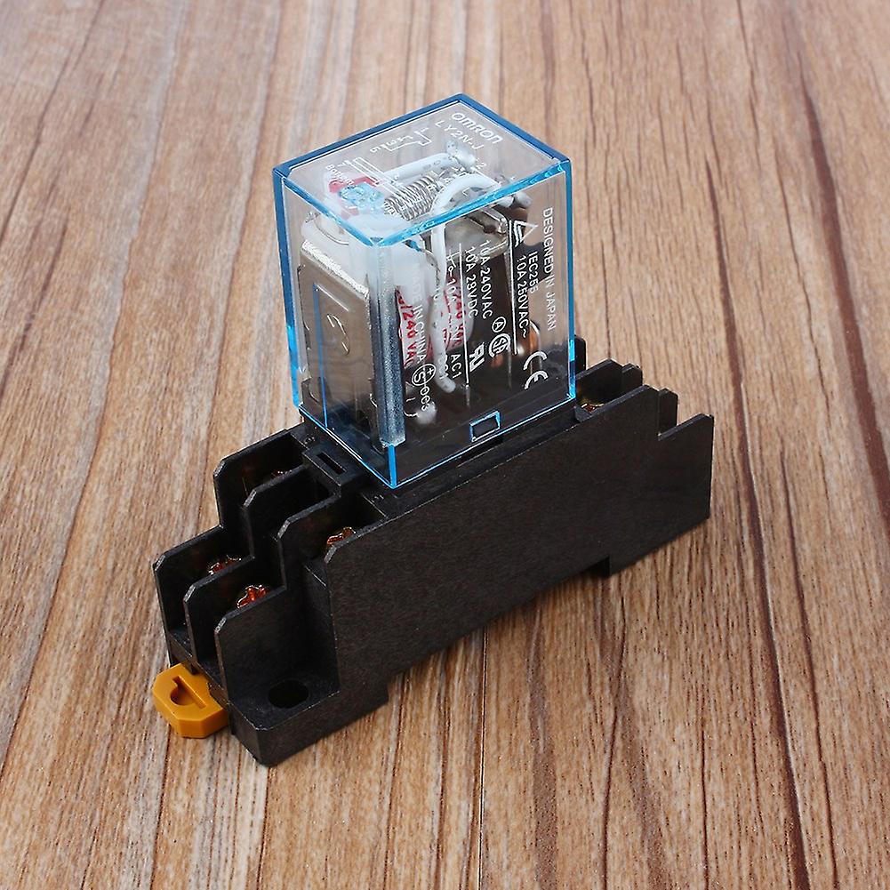 New Ac 220v Coil Power Relay 10a Dpdt Ly2nj Hh62p Hhc68a-2z With Socket Base