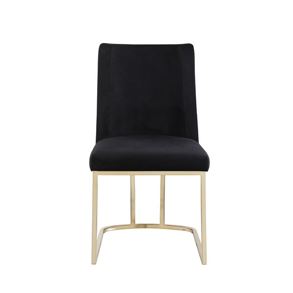 Velvet Upolstered Dining Chairs， Gold Metal Legs (Set of 2)