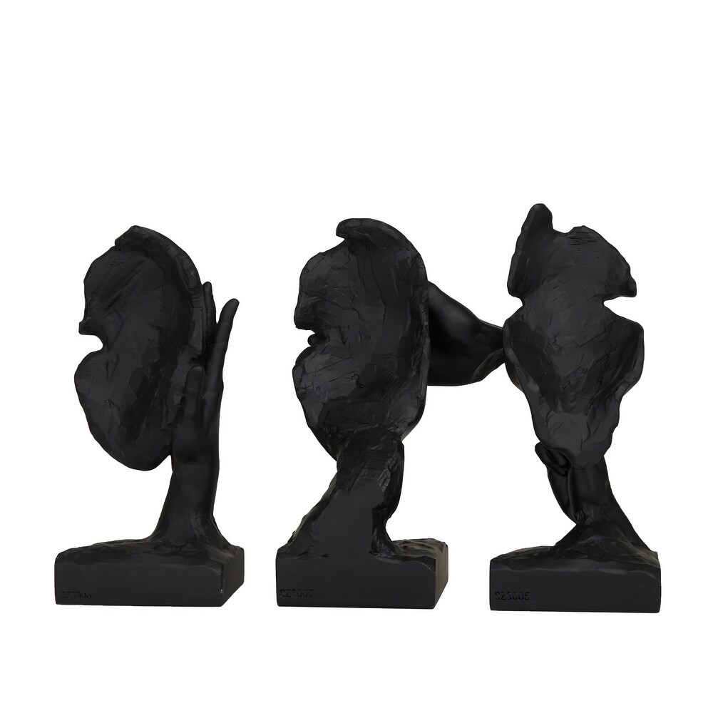 The Novogratz Black Polystone Face Sculpture (Set of 3)   S/3 7\