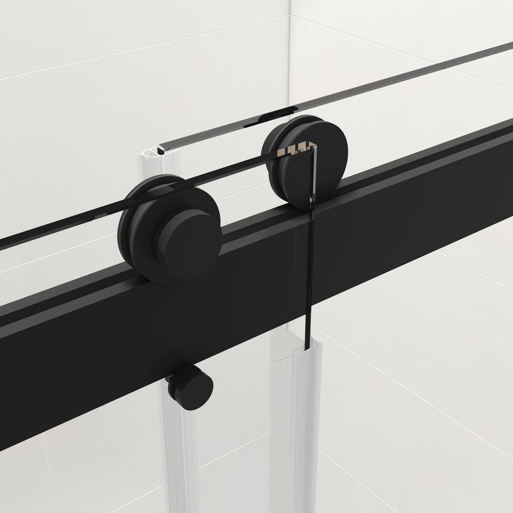 Xspracer Foyil 72 in. W x 76 in. H Sliding Frameless Shower Door in Matte Black Finish with Clear Glass JH-SDS100272MB