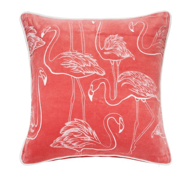 C amp f Home Flamingo Coral Velvet Pillow