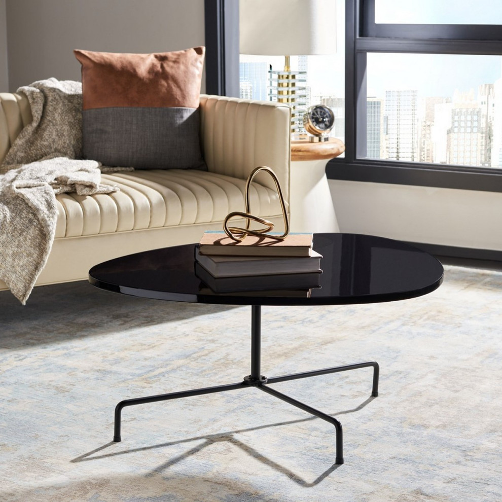 Jade Tripod Coffee Table Black Lacquer/ Black   Industrial   Coffee Tables   by AED Luxury Home Decor  Houzz