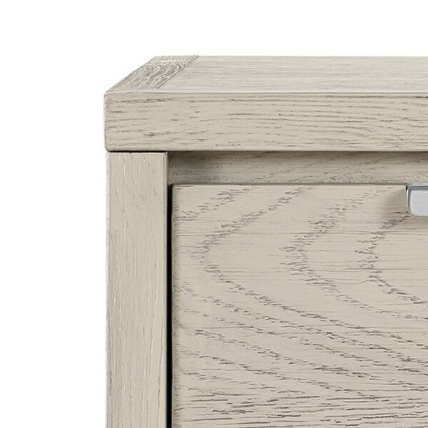 Joni 24 Inch Modern Wood Nightstand， 2 Drawers， Brushed Metal Handles， Gray - - 36963284