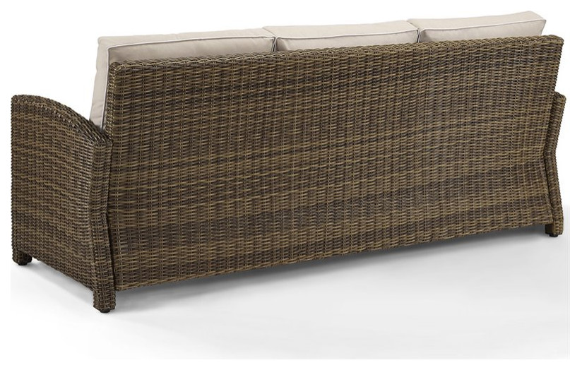 Afuera Living Outdoor Wicker Patio Sofa in Brown and Sand   Tropical   Outdoor Sofas   by Homesquare  Houzz