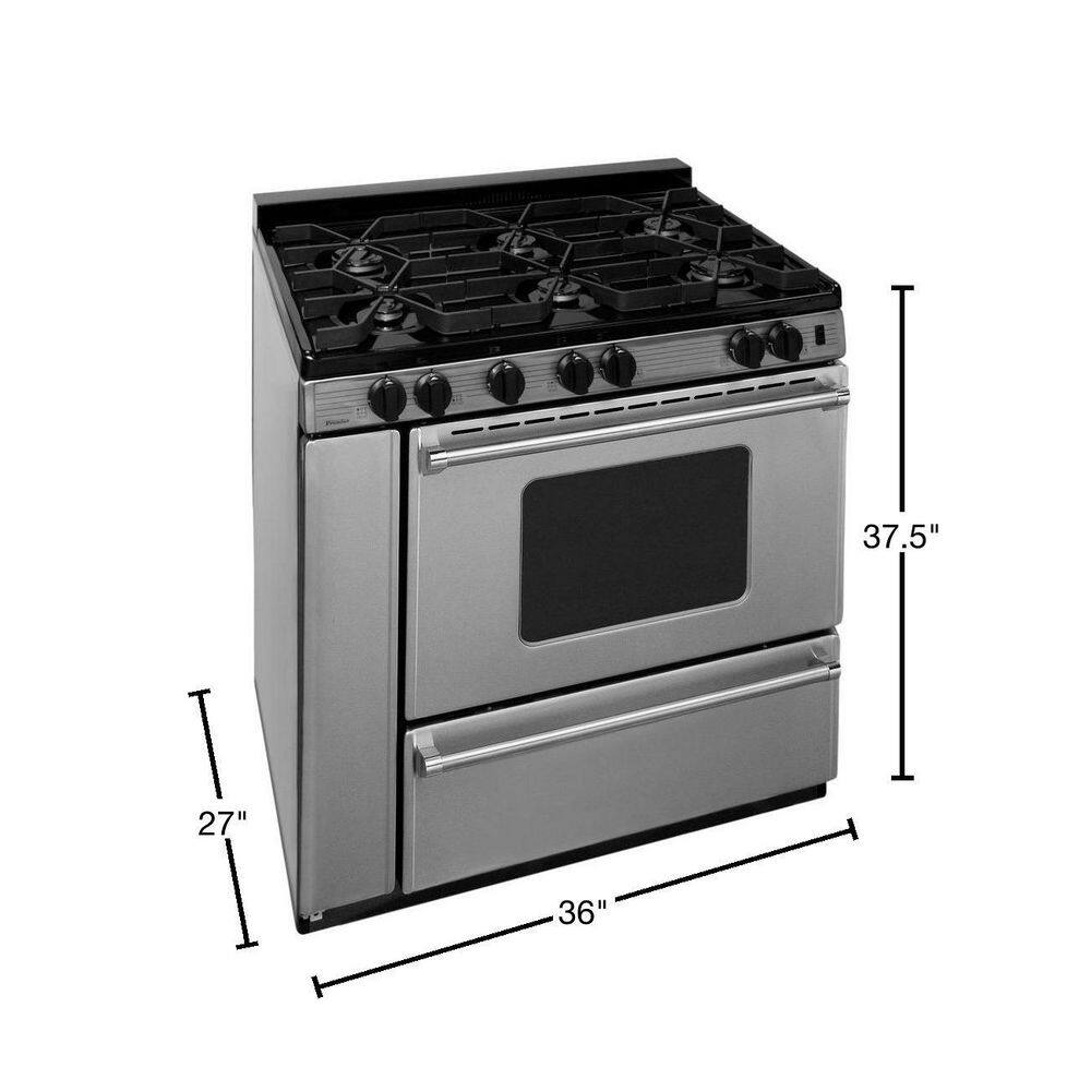 Premier ProSeries 36 in. 3.91 cu. ft. Battery Spark Ignition Gas Range in Stainless Steel P36B3182PS