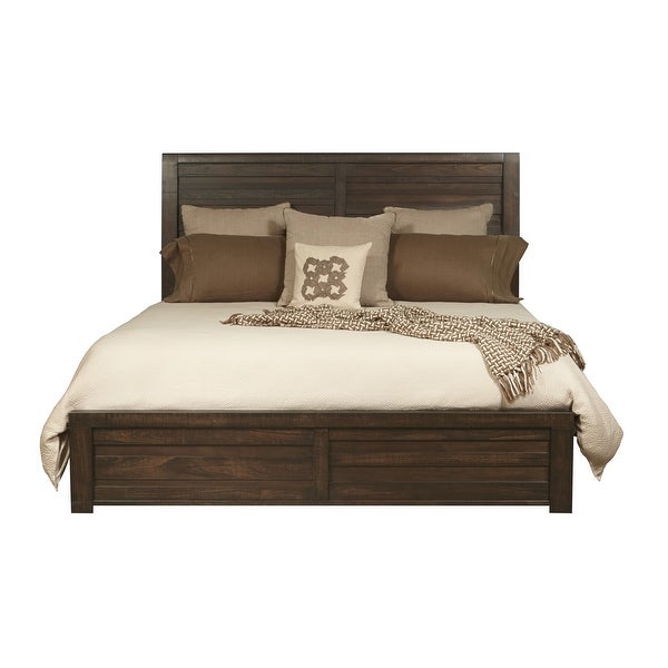 Roundhill Furniture Sedona Transitional Wood Bedroom Set， Panel Bed with Dresser， Mirror， Two Nightstands in Espresso - - 37524242