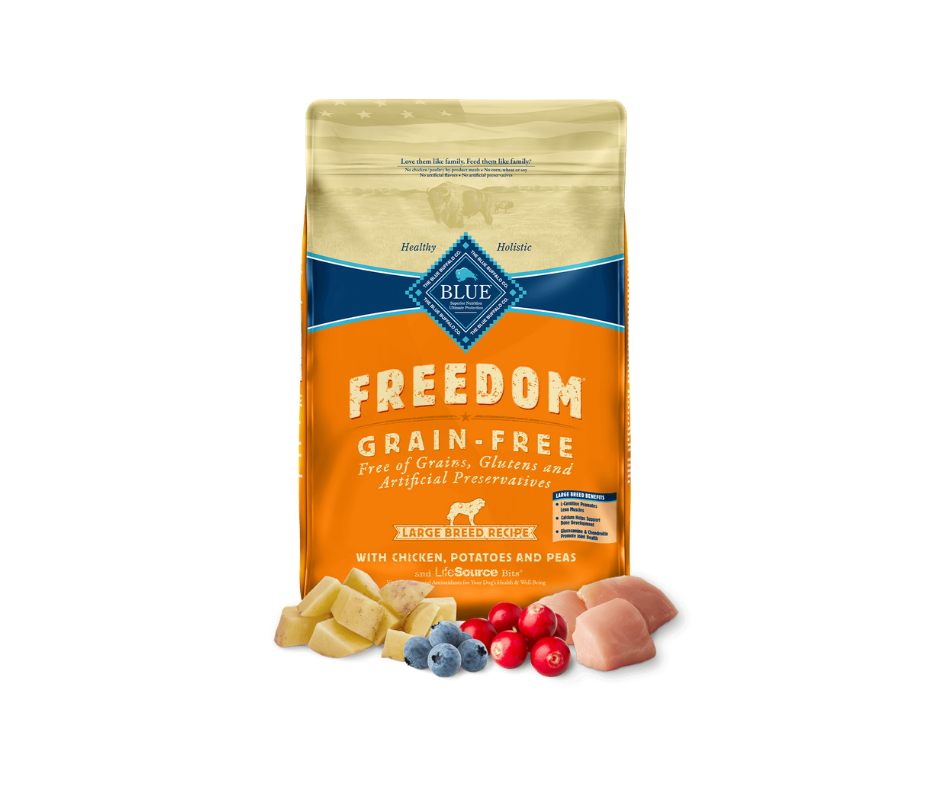 Blue Buffalo Freedom - Large Breed， Adult Dog Grain-Free Chicken， Pota