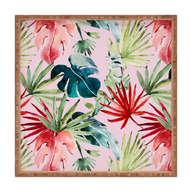 Marta Barragan Camarasa Colorful Tropical Paradise Square Bamboo Tray Deny Designs