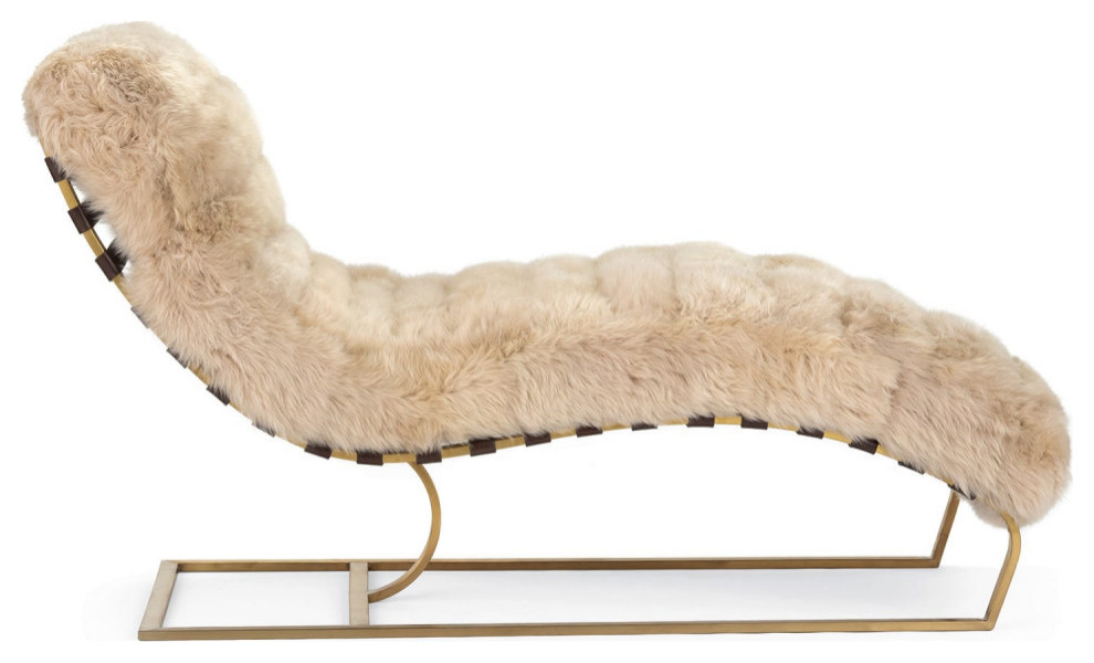 Siesta Chaise Lounge  Longhair Sheepskin   Contemporary   Indoor Chaise Lounge Chairs   by Regina Andrew  Houzz