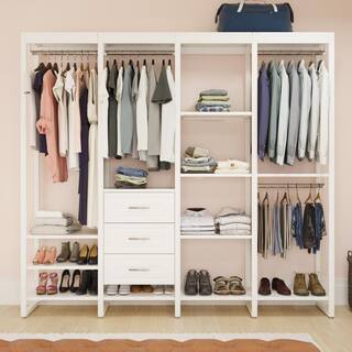 CLOSETS By LIBERTY 91 in. W White Adjustable Tower Wood Closet System with 3 Drawers and 15 Shelves HS45670-RW-08