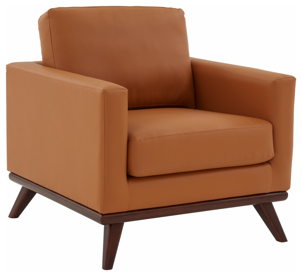 LeisureMod Chester Mid Century Modern Faux Leather Accent Arm Chair   Midcentury   Armchairs And Accent Chairs   by LeisureMod  Houzz