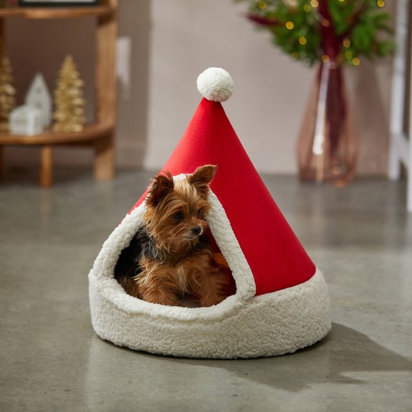 Frisco Holiday Dog and Cat Santa Hat Cave Bed