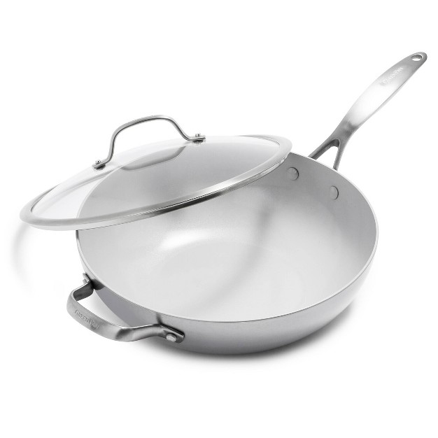 Wok With Helper Handle amp Lid Vibrant Silver