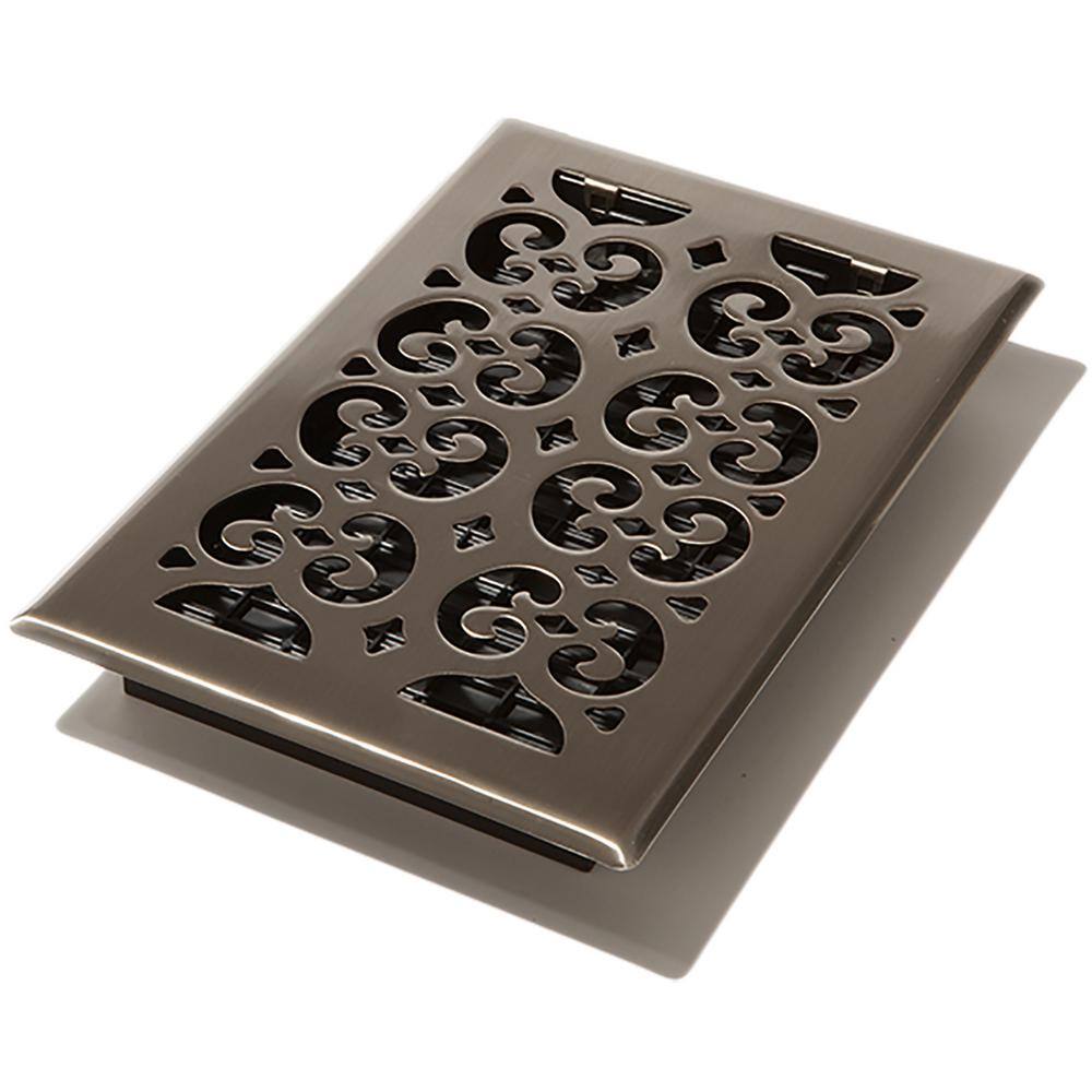 Decor Grates 6 in. x 10 in. Scroll Nickel Floor Register SPH610-NKL