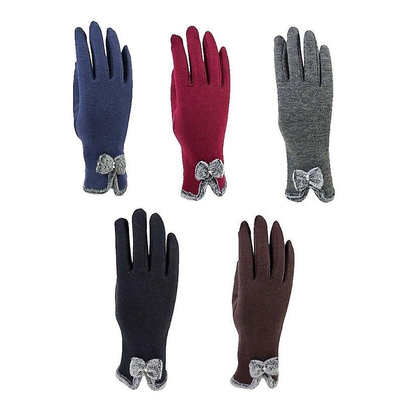 Women Fall Winter Warm Keeping Screen Touching Gloves Navy Blue