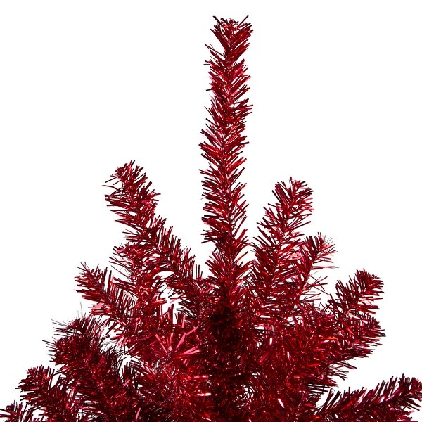 7' Metallic Red Tinsel Artificial Christmas Tree