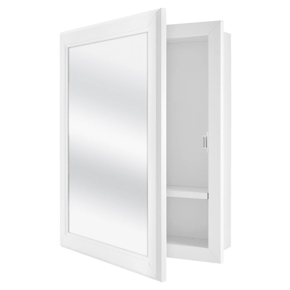 Glacier Bay 15-18 in. W x 19-14 in. H Framed Recessed or Surface-Mount Bathroom Medicine Cabinet in White 45389