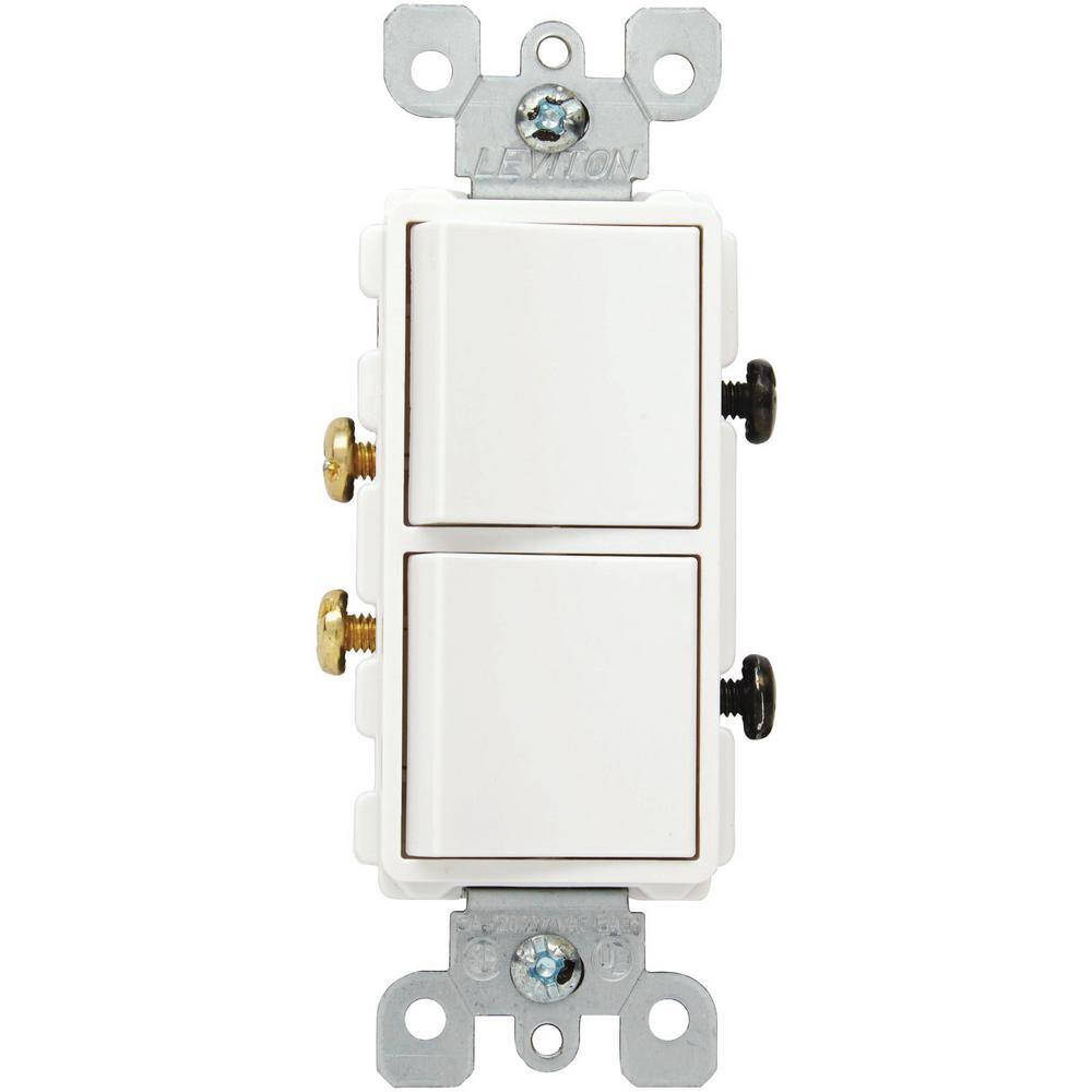 Leviton Decora 15 Amp Single Pole Dual Switch White R62-05634-0WS